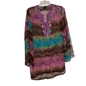Carole Little 100% Silk Sheer Tunic size S